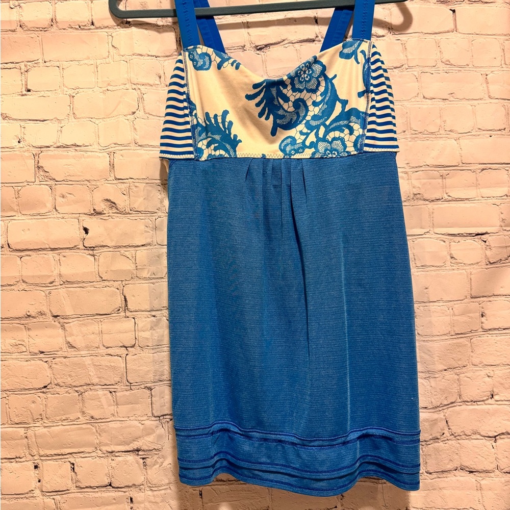 Blue and White Striped Dress